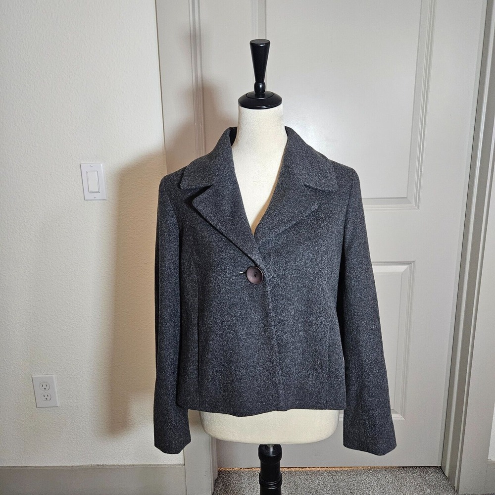 Josephine‎ Chaus Blazer Jacket Women Size 4 Wool Cashmere Blend 1-Button Gray